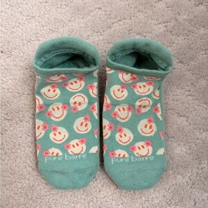 Pure Barre / Tavi Green Smiley Face Grip (Sticky) Socks